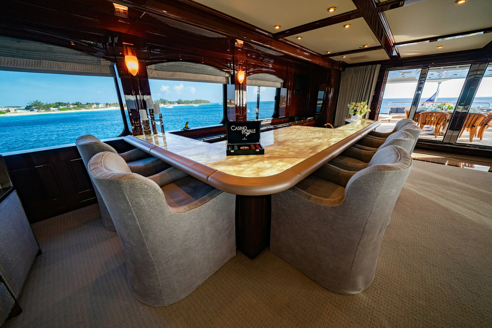 Yacht interior with table and chairs